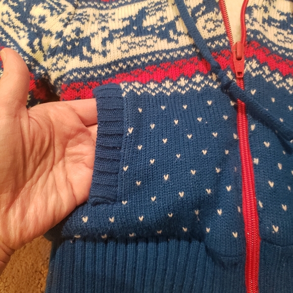 Vintage Fingerhut Fashions 1980's Kids Reindeer Sweater Coat - Picture 4 of 5